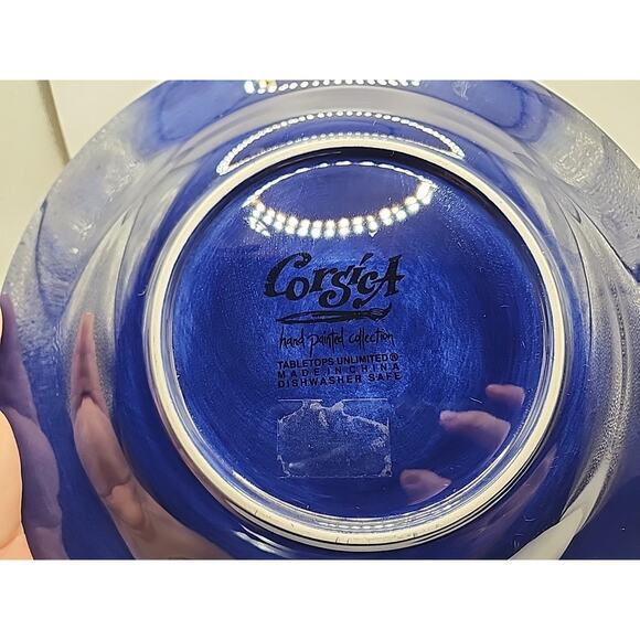 Corsica Home Hand Painted Hand Crafted Large 11 1/4" Blue Dinner Serving Plate - Picture 4 of 6